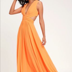 Bright orange maxi dress